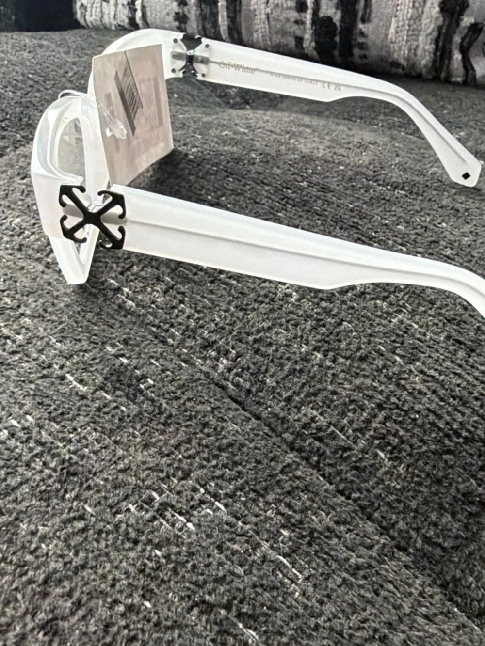 Off-White Translucent White Geometric Sunglasses